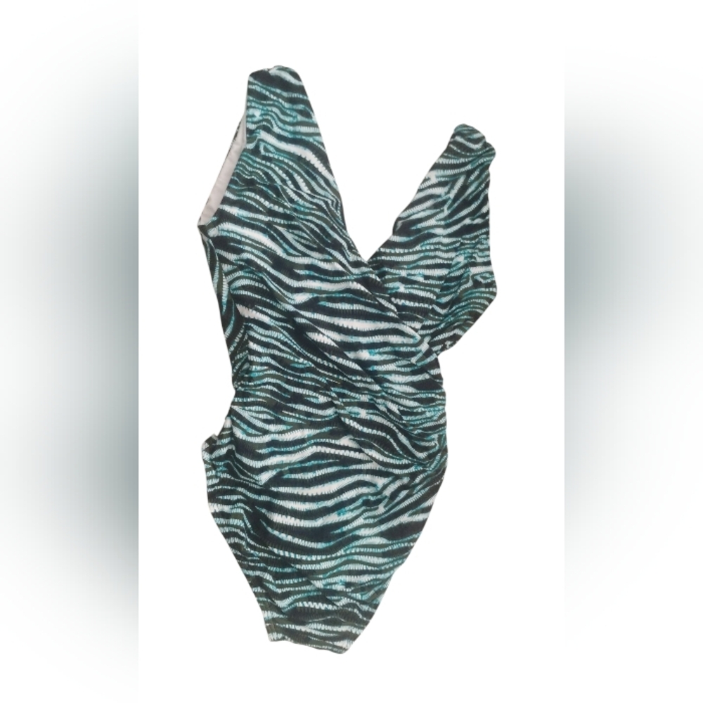 Vince Camuto Surplice One-Piece Women's Black Green Blue SZ 8 NWT - Picture 2 of 8
